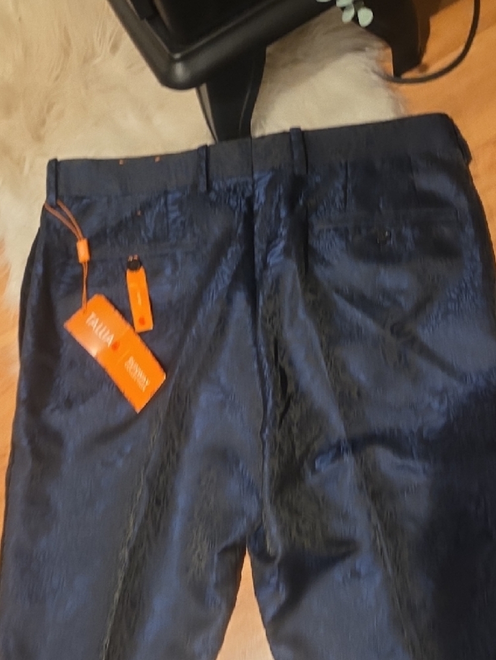 TALLIA NWT Navy Blue Men's Dress Pants with Subtle Jacquard Texture - Picture 10 of 12